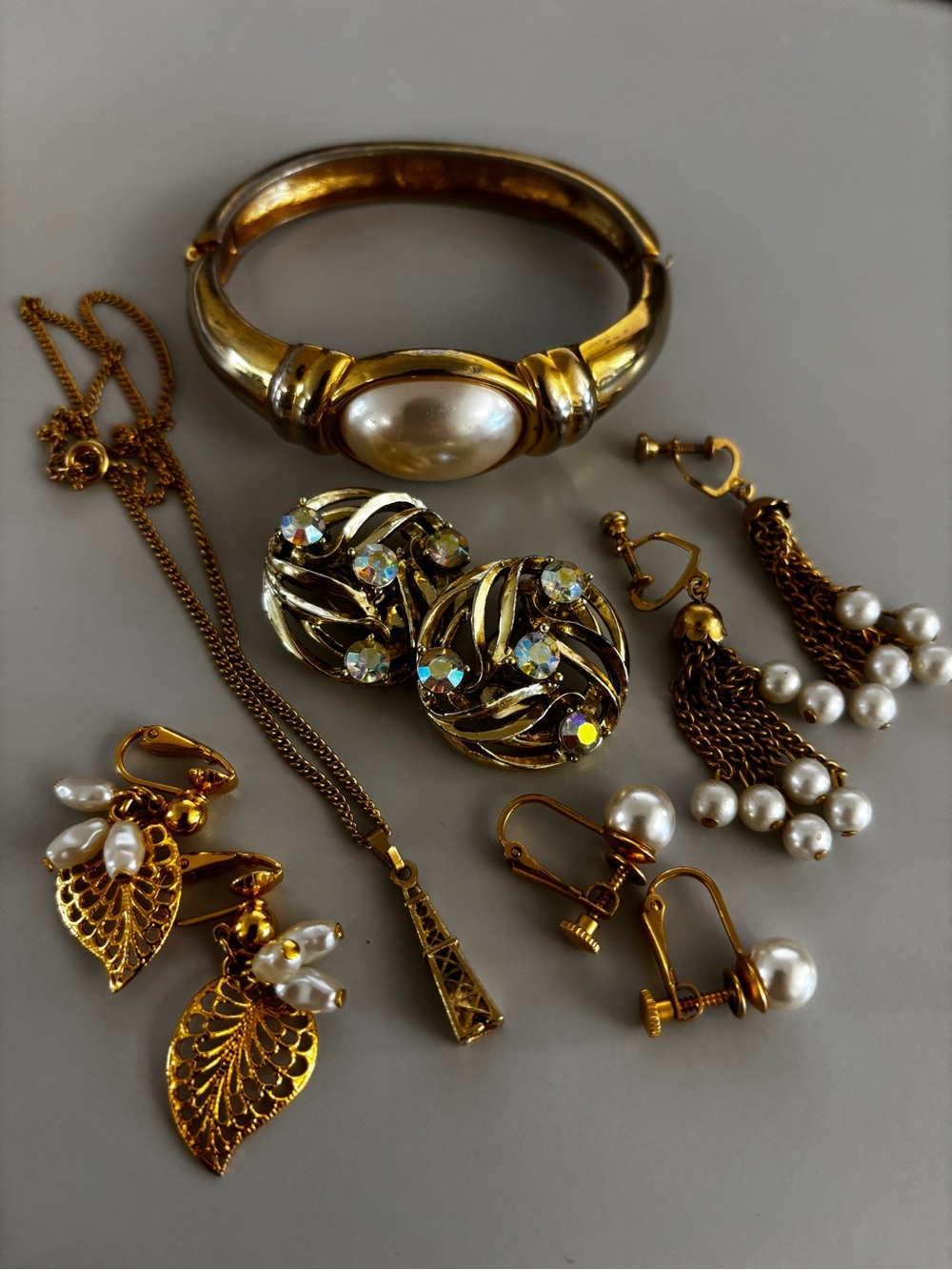 Vintage Gold-Tone Pearl and Crystal Jewelry Lot w/ Napier & Avon